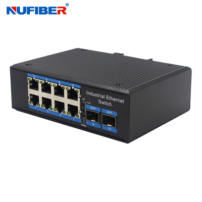 8 poorten POE industriële netwerkschakelaar 2SFP 10/100 / 1000Mbps volledig Gigabit Ethernet