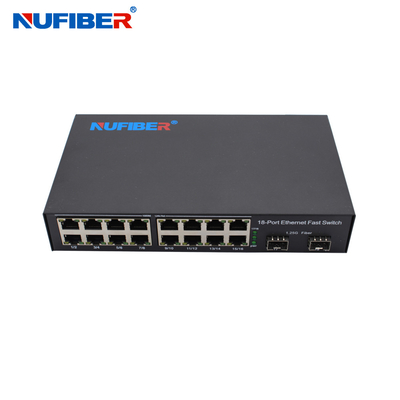 Schakelaar van DC12V Gigabit SFP Ethernet 16x10/100/1000M tot 2x1000M SFP UTP