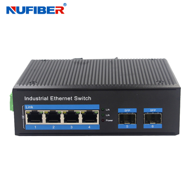 Hoogwaardige OEM Industrial POE SFP Ethernet Switch 2*1.25G SFP tot 4*10/100/1000M RJ45 Port Din Rail Switch
