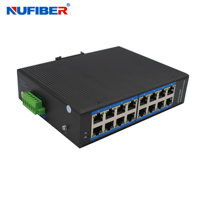 Industriële POE 10/100Mbps 16 RJ45-poorten Ethernet-switch DC48V POE Industriële 16-poorten mediaconverter