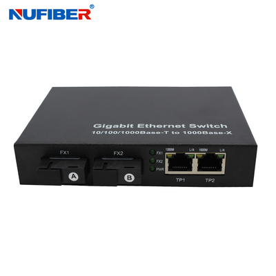 FCC Gediplomeerde 1000M Fiber Ethernet Switch met 2 de Vezelhaven van Rj45 2
