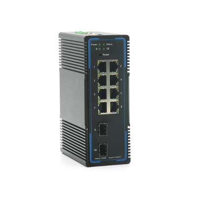 Laag 2 8*10/100/1000M UTP+2*1000M SFP haven DIN-Spoor, RSTP, Ring Network Managed Industrial Switch